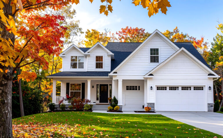 Nice house with fall leaves